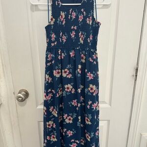 Japna Kids Navy Dress with Pink Accents